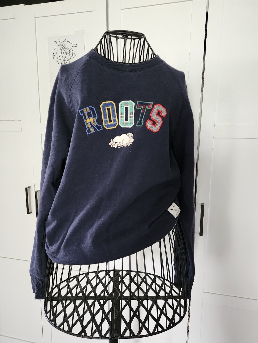 Roots Womens Navy Crewneck Sweatshirt with Multi-Color Logo